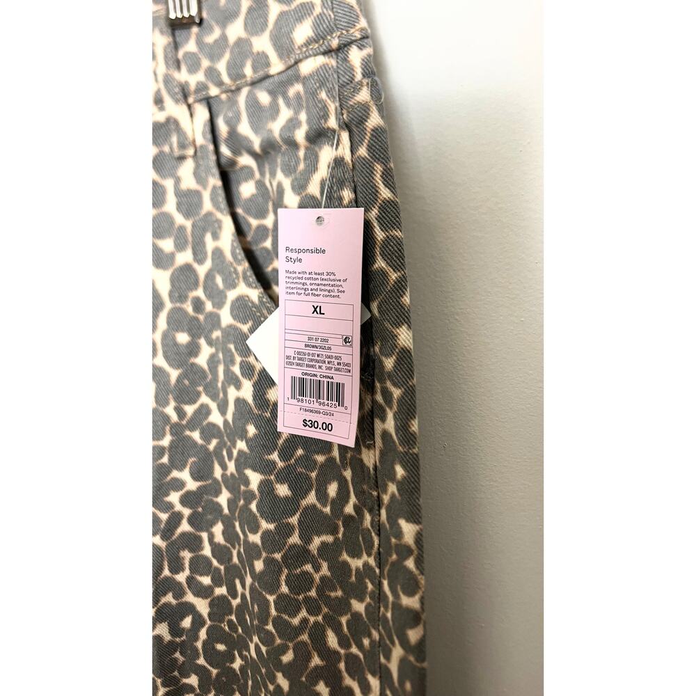Brown Leopard Print 90s Relaxed Straight Jeans Wild Fable Size XL - Picture 4 of 5